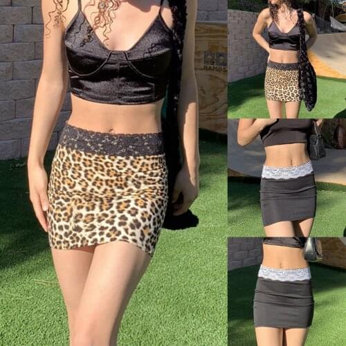 Womens Lace Splicing Mini Skirt Sweet Cute Sexy High Waist Summer Skinny Wrapped Hip Wild Pencil Skirt for Dating Shopping