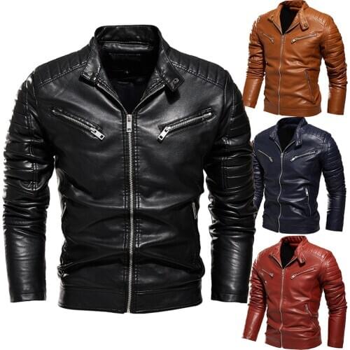 Winter jacket mens black lapel leather motorcycle jacket mens jacket with pleated design mens slim fit fur lining warm smart