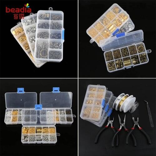 1Box Mix Jewelry Findings SETS Open Jump Ping Crimp End Cap Lobster Clasps Extension Chain diy Pink Jewelrys Set