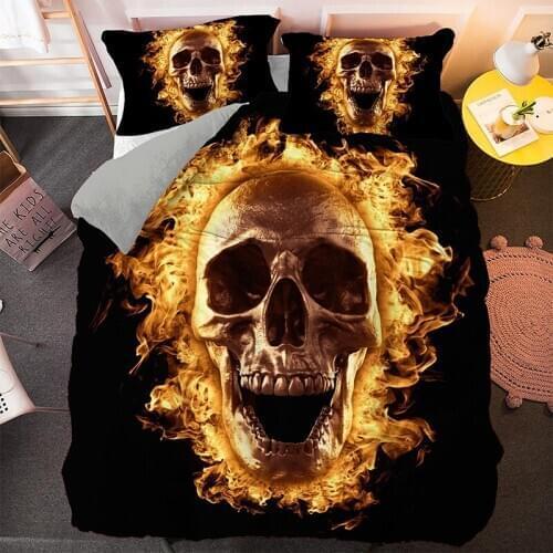3D Skeleton Skull Duvet Cover Bedding Set Fashionable Bedroom 2/3pcs With Pillowcase Queen King Large Size Bed Sets