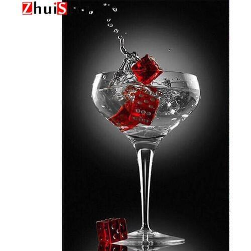 5D Diamond Embroidery Woman Red Wine Glass Diamond Painting Rhinestone Picture Diamond Mosaic Cross Stitch Home Decoration ZWQ