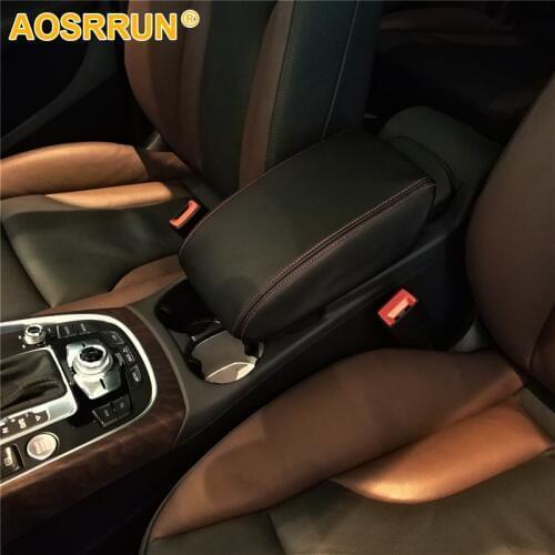 AOSRRUN PU leather Car Armrest Box Cover Car Accessories For Audi Q5 2008-2017