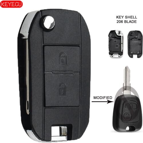 KEYECU 2 Button Remtoe Key Case Modified Flip Folding Car Key Shell Fob for Peugeot 206 207 for Citroen C2 C3 Xsara Picasso