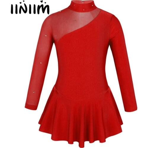 Iiniim Kids Girls Tulle Ballerina Splice Cutouts Back Figure Ice Skating Lyrical Dance Costume Gymnastics Leotard for Kids Dress