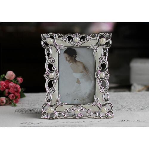 Europe metal Alloy 6inch Vintage Pearl Wedding Photo Frames Metal Picture Frame Bridal Favor Gifts Home Decor XC031
