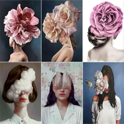 GATYZTORY 5D DIY Full Square /Round Drill Diamond Embroidery Portrait Craft Diamond Painting Flower Diamond Mosaic Girl Handmad