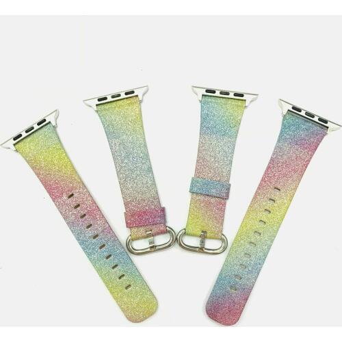 Gradient Color Leather Watchband for Apple Watch Strap 38/40mm 42/44mm Metal Buckle Wristaband for iWatch Series 5 4 3 2 1 Band