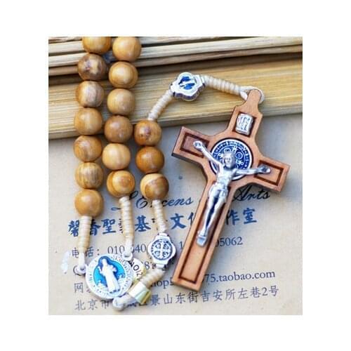 Catholic Relics Olive Wood Benedict Exorcist Rose Rosary Rosary Handheld, Religious Supplies, Souvenirs, Jesus Suffering