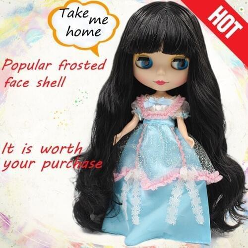 Blygirl Doll Black fringe hair Blyth Doll body Fashion can change makeup Fashion doll Frosted face shell Eyes closed