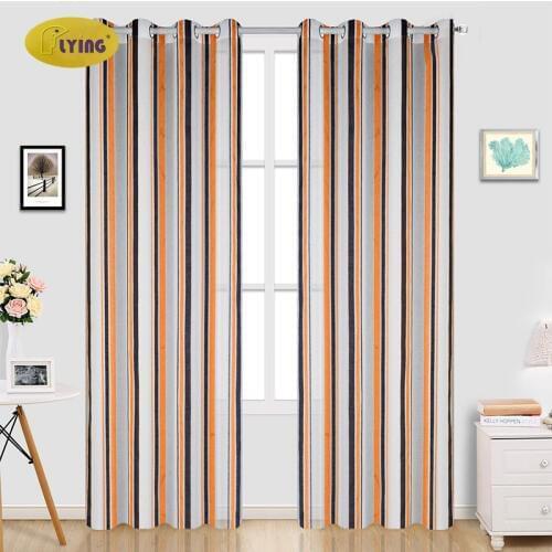 Flying European Stripe design home decoration modern curtain tulle for Living room fabrics organza sheer panel window treatment