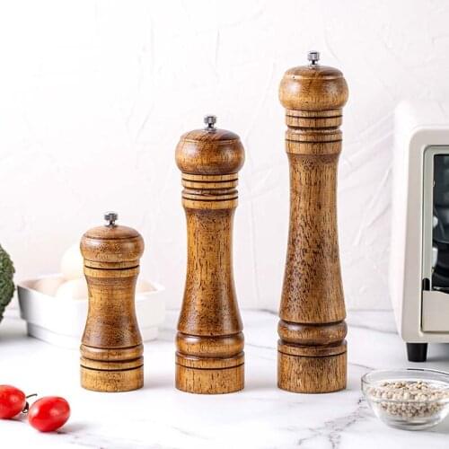 S/M/L Spice Pepper Mill Rubber Wood/Ceramic Grinder Adjustable Multipurpose Salt Pepper Grinder Kitchen Cooking Tools