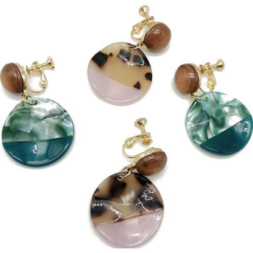 Sweet Geometric Hammered Mixed Color Resin Geometric Elegant Clip Earring