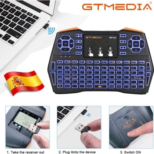 GTMEDIA Backlit i8X Plus Mini Wireless Keyboard 2.4ghz Spanish 3 Colour Air Mouse with Touchpad Remote For G2 G5 Android TV Box
