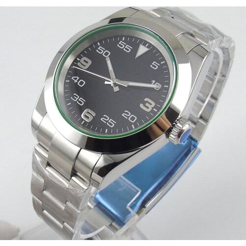 BLIGER 36mm Green Crystal Dress Automatic Men Watch Sterile Dial Polished Bezel Luminous Hand 24 Jewels NH35A MIYOTA 8215