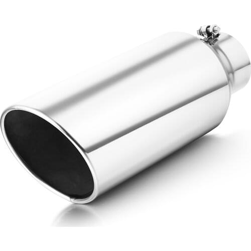Exhaust Tip of 4" Inlet 7" Outlet 18" Length Long Tail Tip Bolt on Stainless Steel Polished & Rolled Angle Cut