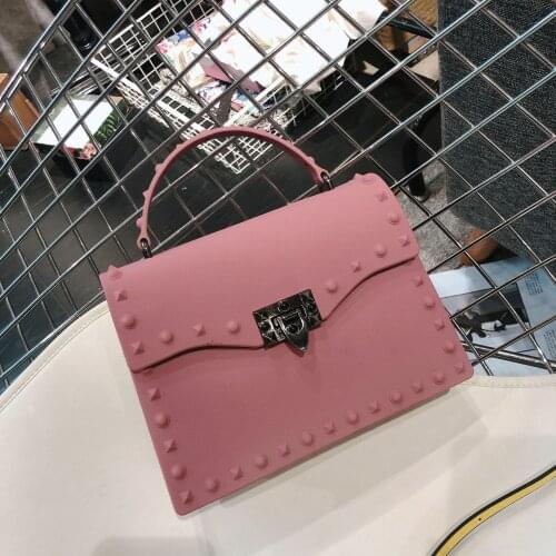 2021 New PVC hard rivet female handbags black red green candy color young girls single shoulder bags brand women crossbody bags
