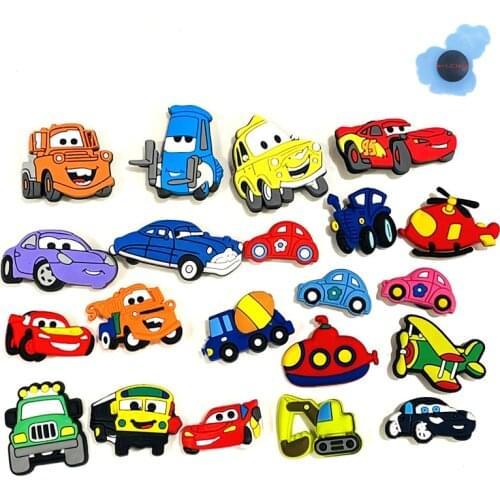 Single Sale Cartoon Transportation Traffic Toy Bus Plane for Wristbands Shoes Accessories PVC Backpack Shoe Charms Kids Gift