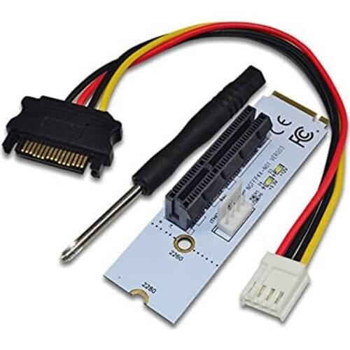 NGFF M.2 to PCI-E 4X Riser Card M2 Key M to PCIe X4 Adapter with LED Voltage Indicator for ETH Bitcoin Miner Mining