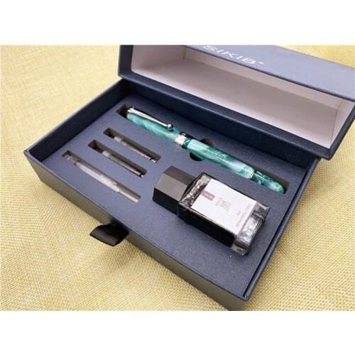 Sikib Celluloid Emerald Fountain Pen With Ink And Gift Box Set