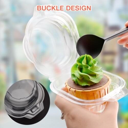 50pcs Transparent Stackable Single Cupcake Container Single Compartment Cupcake Carrier Household Baking Tool
