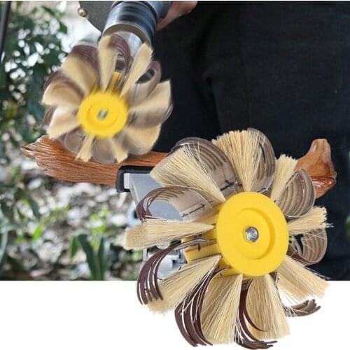 Shaft Mounted Sisal Emery Cloth Bristle Grinding Buffing Brush Polishing Wheel 69HF