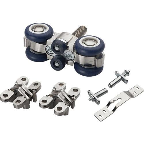 Balcony folding door hanging wheel sliding door pulley glass door mute hanging slide with dark hinge axis