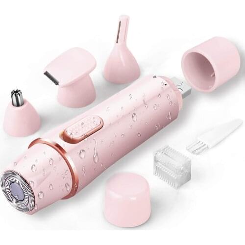 4 in 1 Electric Shaver for Women Legs Bikini Facial Nose Body Hair Ears Eyebrows Trimmer USB Rechargeable Painless Shaver