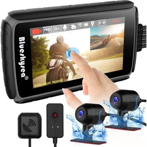 Blueskysea DV988 Pro Motorcycle WIFI Dash Came HD 1080P DVR Dual Lens GPS Camera Sony 2MP IMX307 Sensor with a Clearer Picture