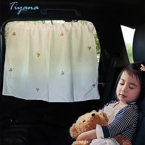 Embroidered Curtain For Cartoon Cotton Car Side Windows Heat Insulation Side Windows Car Sun Visors Privacy Protection Cortinas