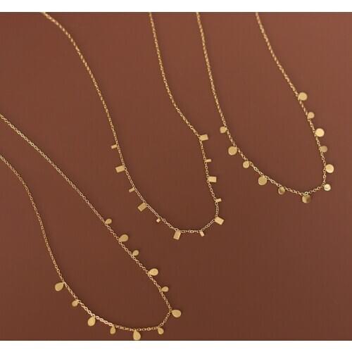 YUN RUO 2021 Vintage 18 K Gold Color Geometric Sequins Choker Necklace Woman Jewelry Fashion Titanium Steel Accessory Never Fade