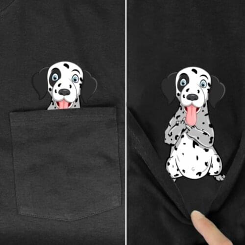 CLOOCL Funny T-Shirt Fashion Brand Summer Pocket Dalmatian Printed T-shirt Mens for Women ShirtsHip Hop Tops Cotton Tees