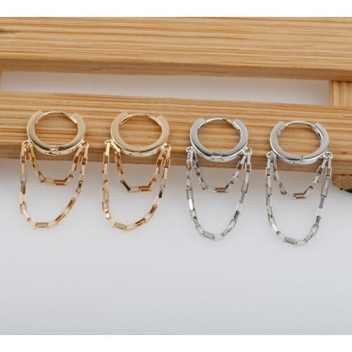 Silvology 925 Sterling Silver Square Thick Chain Tassel Hoop Earrings High Quality Anti Allergy Womens Earrings Banquet Jewelry