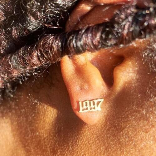 Birth Year Stud Earrings for Women Stainless Steel Gold Silver Color 1997 1998 1999 Earings 2020 Trend Jewelry Brincos Femme