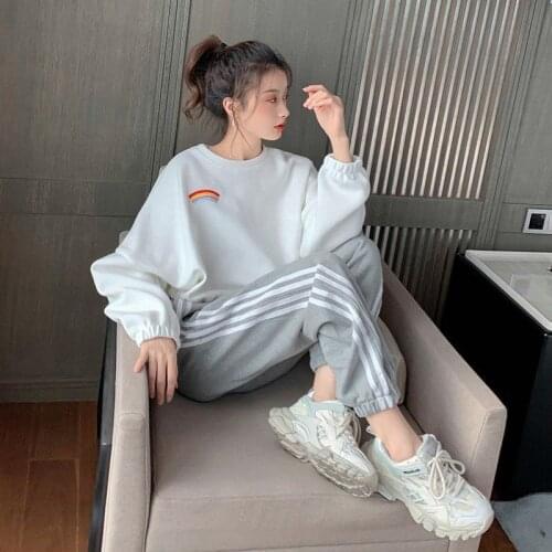Ladies autumn Two Piece Set Tracksuit Women Clothes Feminino Side Striped Top and Pants Jogging Suit Ensemble Femme 2 Pieces