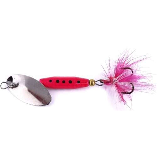 1pcs Metal Spinner Spoon Lure Silver/red Color Iscas Artificiais Sequin Bait 6# Hook Hard Lure Lake Fishing
