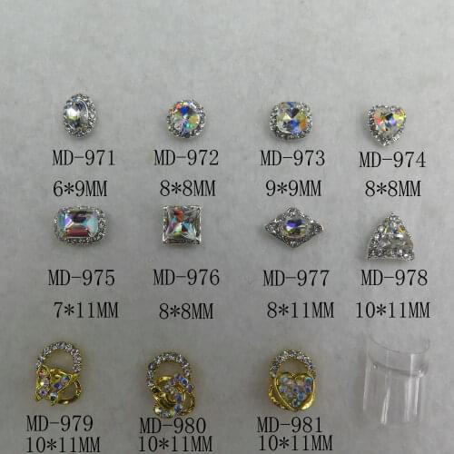 MD971-981 10pcs Fancy Shinny Stone Ring Metal Deco Metal Charms Metal Deco Charms Nail Art New