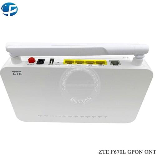 100% New Original ZTE ZXA10 F670L UPC Gpon ONU Fiber Optic 4GE+1POTS+WIFI 2.4&5G English Version with Adapter and Box