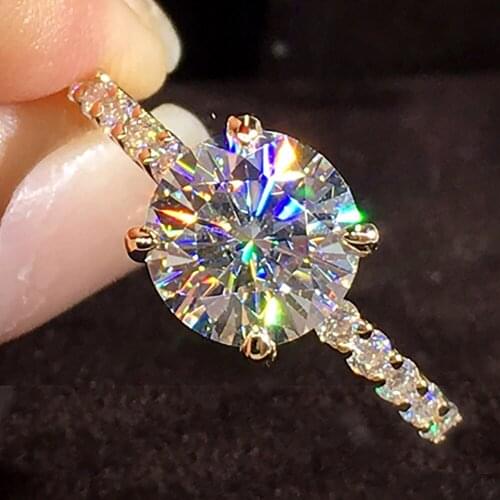 10K Au417 Yellow Gold Women Ring Moissanite Diamonds 1 2 3 4 5 Carat Round Wedding Party Engagement Anniversary Ring Trendy