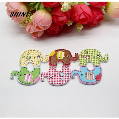 SHINE Wood Sewing Buttons Scrapbooking Elephant Mixed Two Holes Pattern 29 x 20mm 24 PCs Costura Botones Decorate bottoni botoes