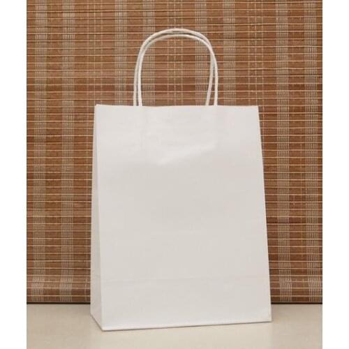 27*21*11cm Stationery Holders white color paper gift bag Festival Paper bag with handles Fashionable cloth bags