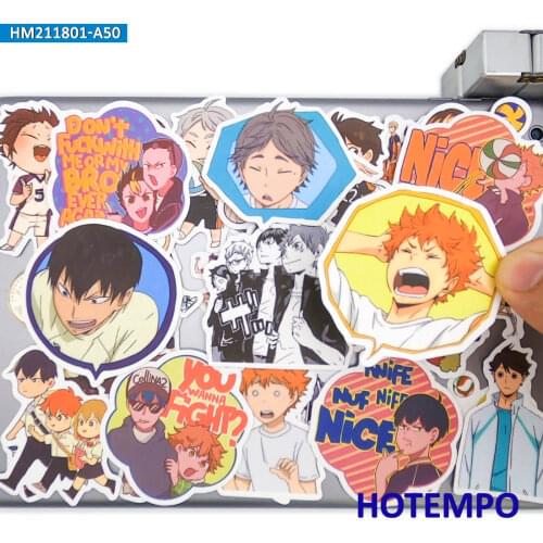 50pcs Volleyball Boy Style Anime Haikyuu Decal Stickers Pack for DIY Stationery Phone Laptop Suitcase Skateboard Cartoon Sticker