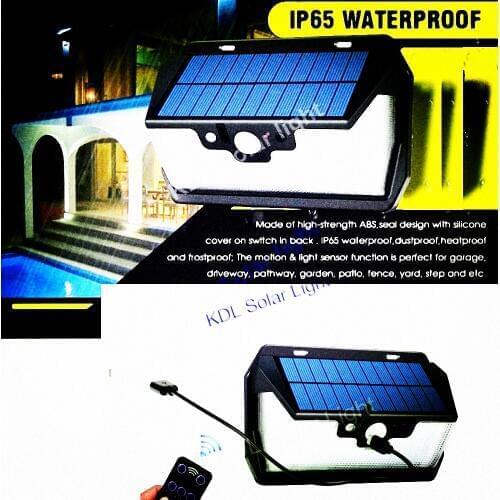55 LED 900lm Solar Light remote control radar smart 3 side lighting Leds Waterpr street wall lamp yard camp garage