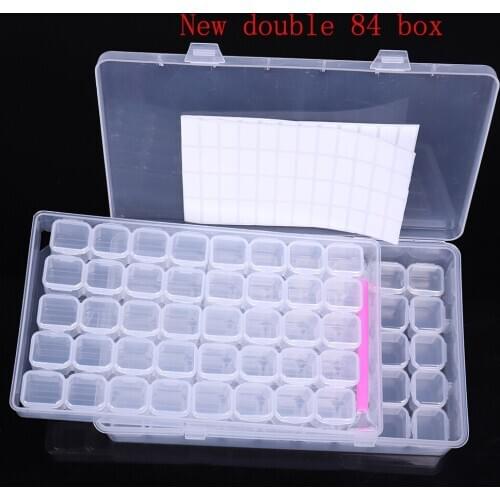 Diamond Painting Accessories double 84 Grid Container Box DIY Diamond Embroidery Mosaic Tools Bead Transparent Plastic Drill Pen