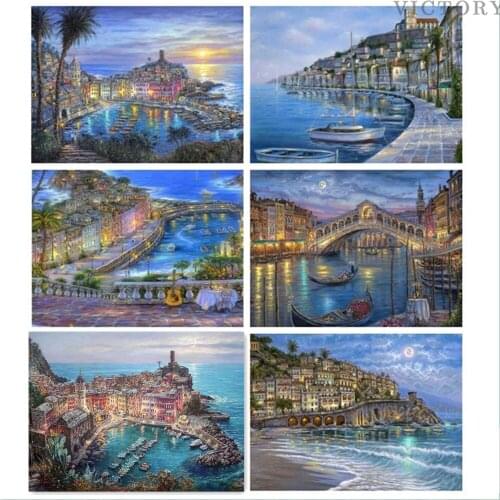 5D Diy Diamond Painting Town Venice Landscape Craft Kit Sale Full Square Round Diamond Embroidery Landscape Handicraft Home Deco