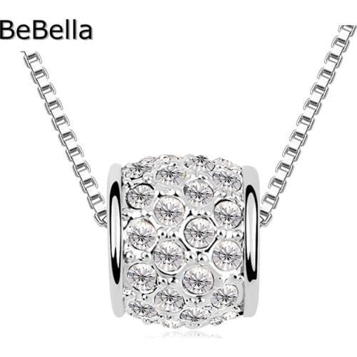 BeBella Rhodium plated cute bead pendant necklace made with Czech crystals for women gift