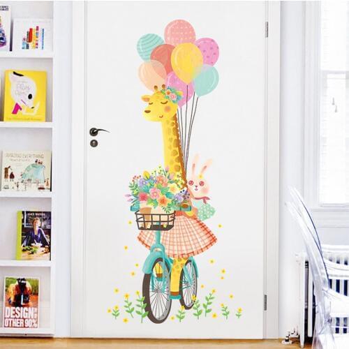 60*90cm Large Cute Animal Balloon Wall Stickers for Kids Rooms Baby Bedroom Decor Cartoon Wallpaper Kids Room Decoration