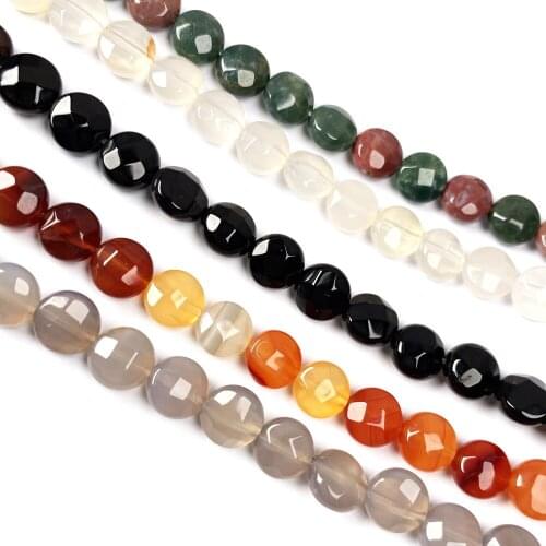 Natural Stone Beads Accessories Polished Oblate Crystal Agates Stone Charms for Jewelry Making Necklace Bracelet Gift