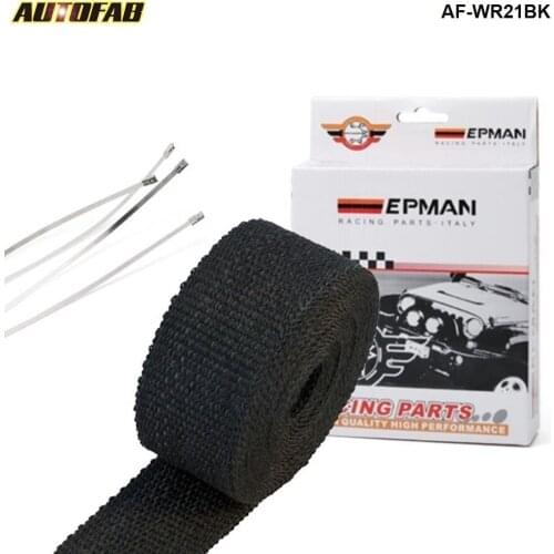 Black Turbo Manifold Heat Exhaust Thermal Wrap Tape + Stainless Ties 2"X25" For Honda Civic EK9 2/3/4Dr AF-WR21BK