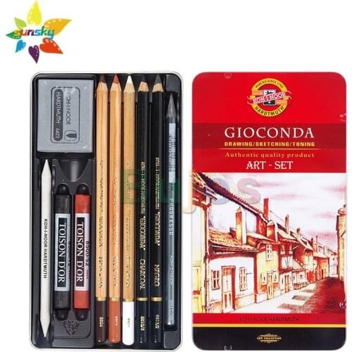 Czech KOH-I-NOOR HARDTMUTH 10/24 pcs Artist Pastel Charcoal pencil sketch pencil iron box set sketch professional art supplies