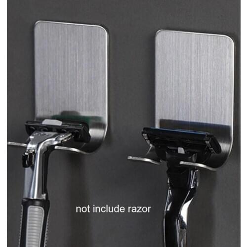 Razor Holder Hook Stainless Steel Holder For Mens Razor Holder Bathroom Wall Adhesive Storage Hook Tools Razor Holder